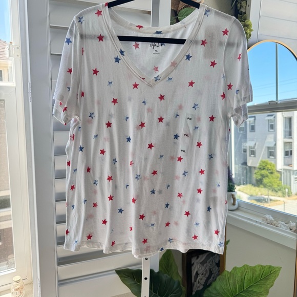 Style & Co. Nwot. Women’s cotton printed v-neck tshirt. Size PL - Picture 6 of 17